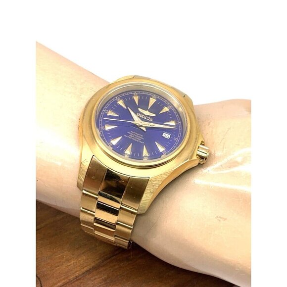 Invicta Men's Watch 2305 Pro Diver Automatic Blue Dial Gold MISSING THE BEZEL - Picture 5 of 14